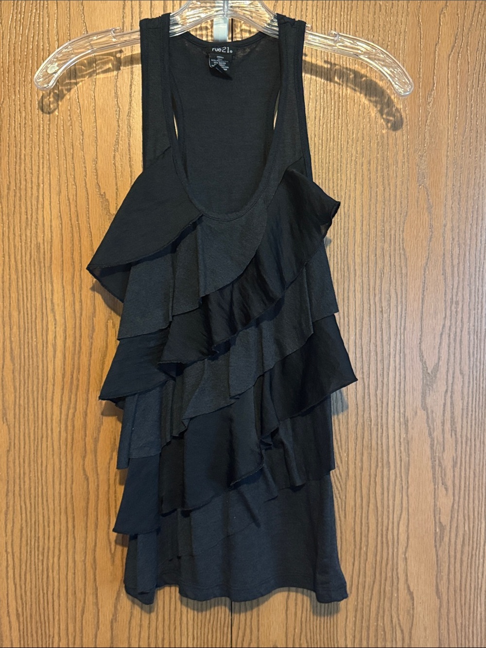 Rue21 Black Sleeveless Layered Ruffle Tank
